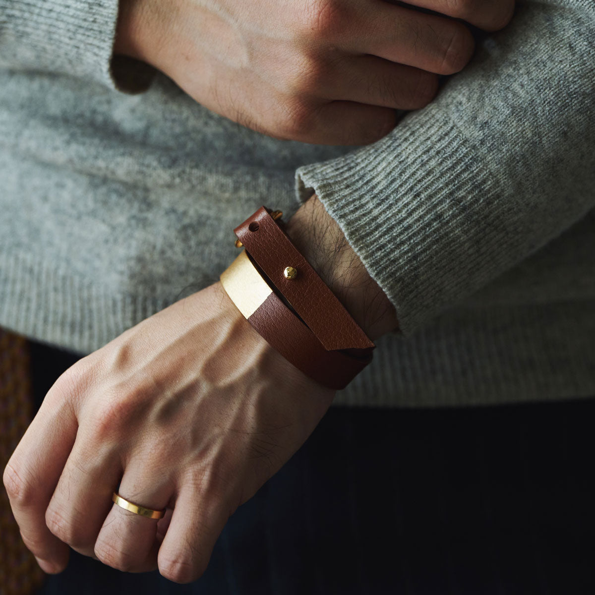Leather Bracelet - Brown/Gold