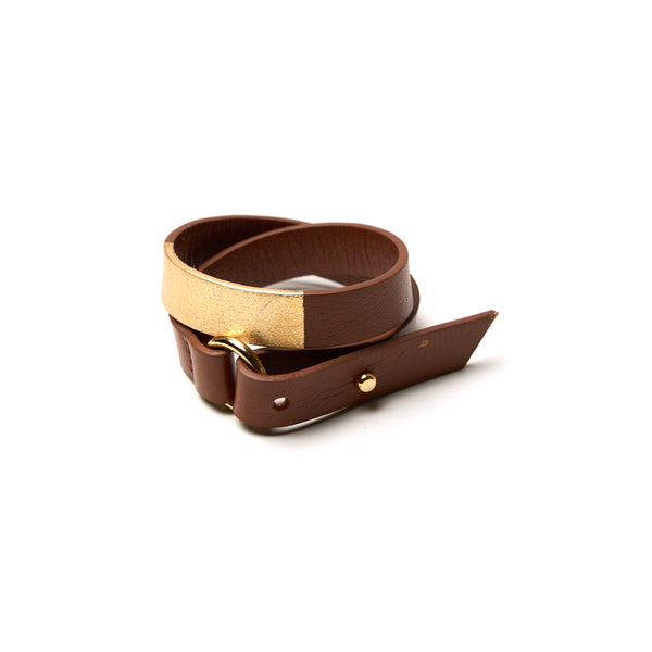 Leather Bracelet - Brown/Gold
