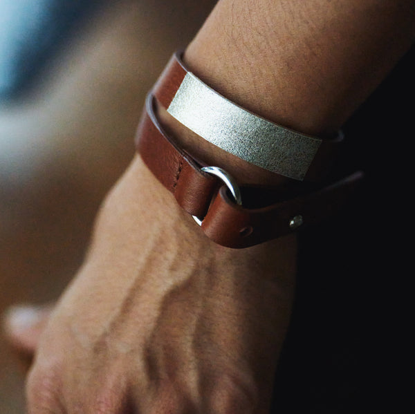 Leather Bracelet - Brown/Silver