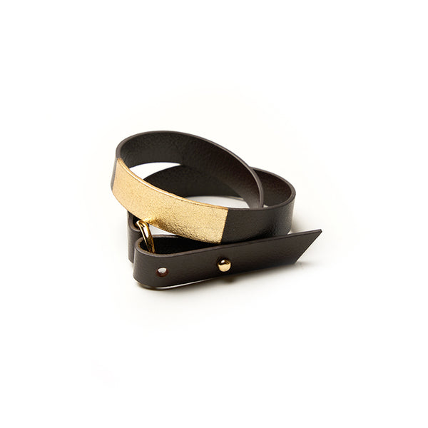 Leather Bracelet - Dark Brown/Gold